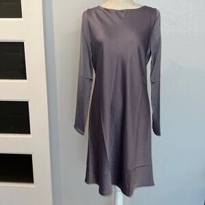 Banana republic, purple, long sleeve draped back dress size medium tall-New